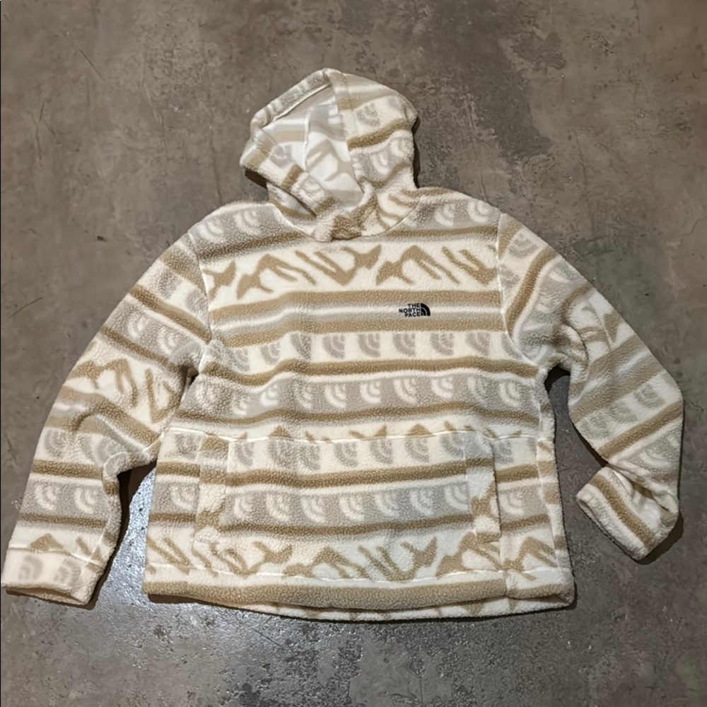 The North Face Cream and Tan Fleece Hoodie